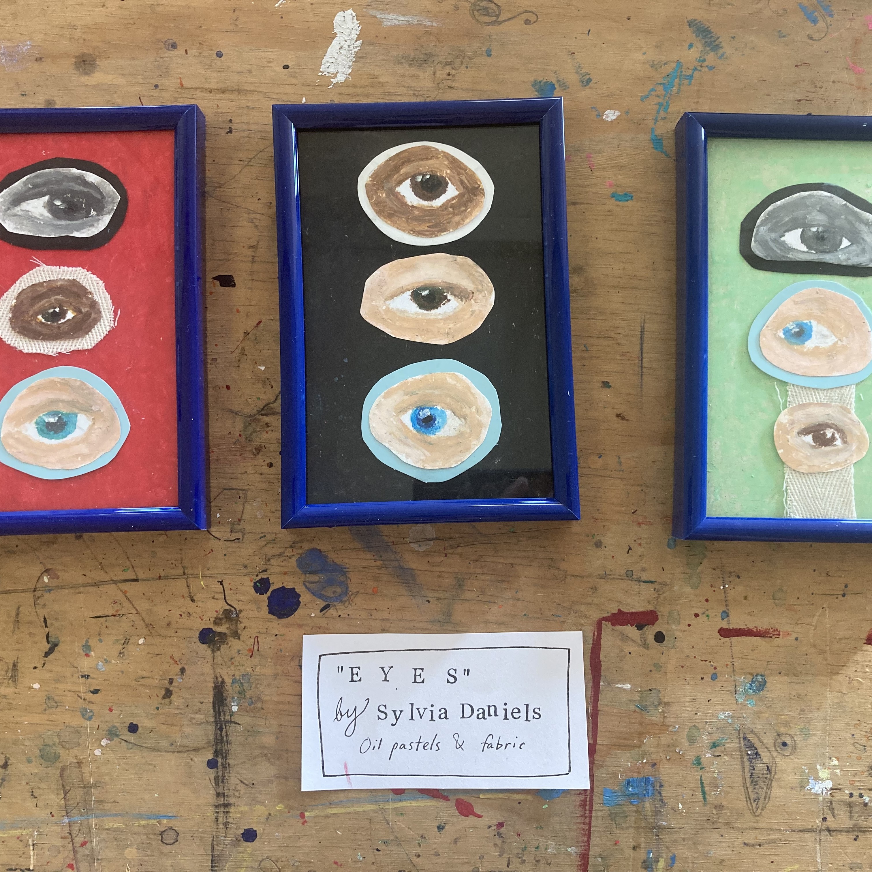 Nine Eyes in Oil Pastel