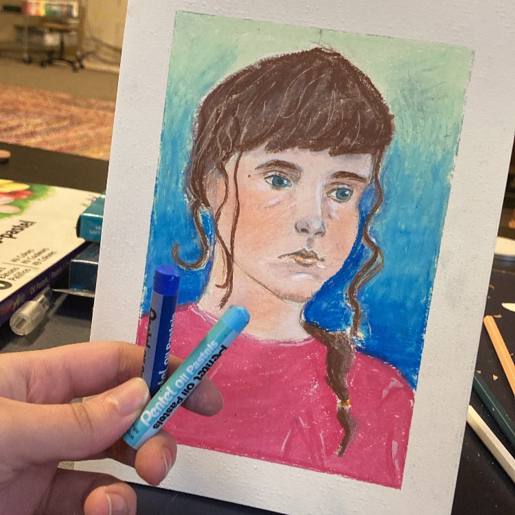 Young Girl in Oil Pastel
